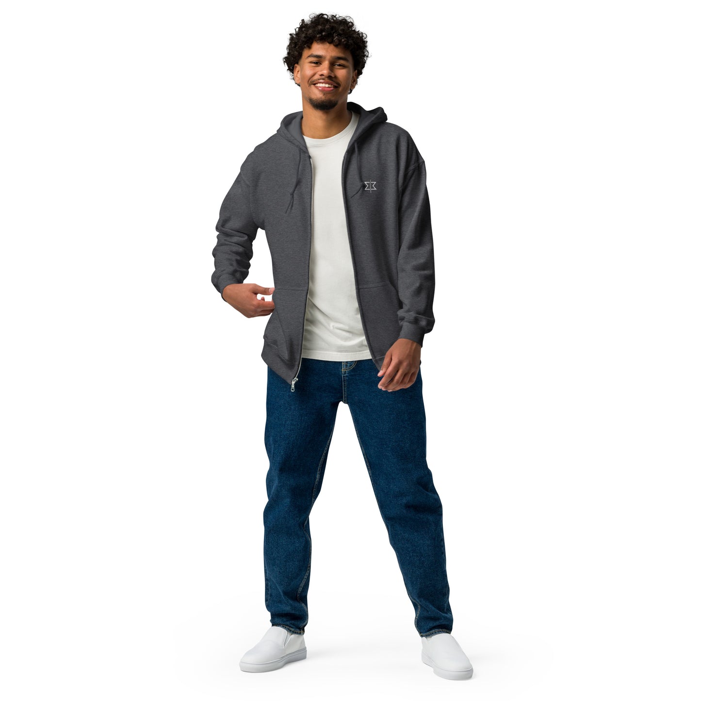 Felpa Ricamata Unisex Cappuccio e Zip